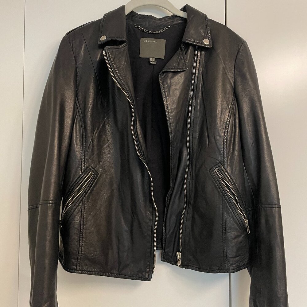 MUUBAA Leather Biker/Motorcycle Jacket Black US 8